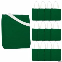 10" x 12" Medium Green Canvas Tote Bags - 12 Pc.