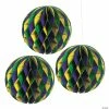 11" Mardi Gras Tissue Balls - 3 Pc.