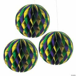 11" Mardi Gras Tissue Balls - 3 Pc.