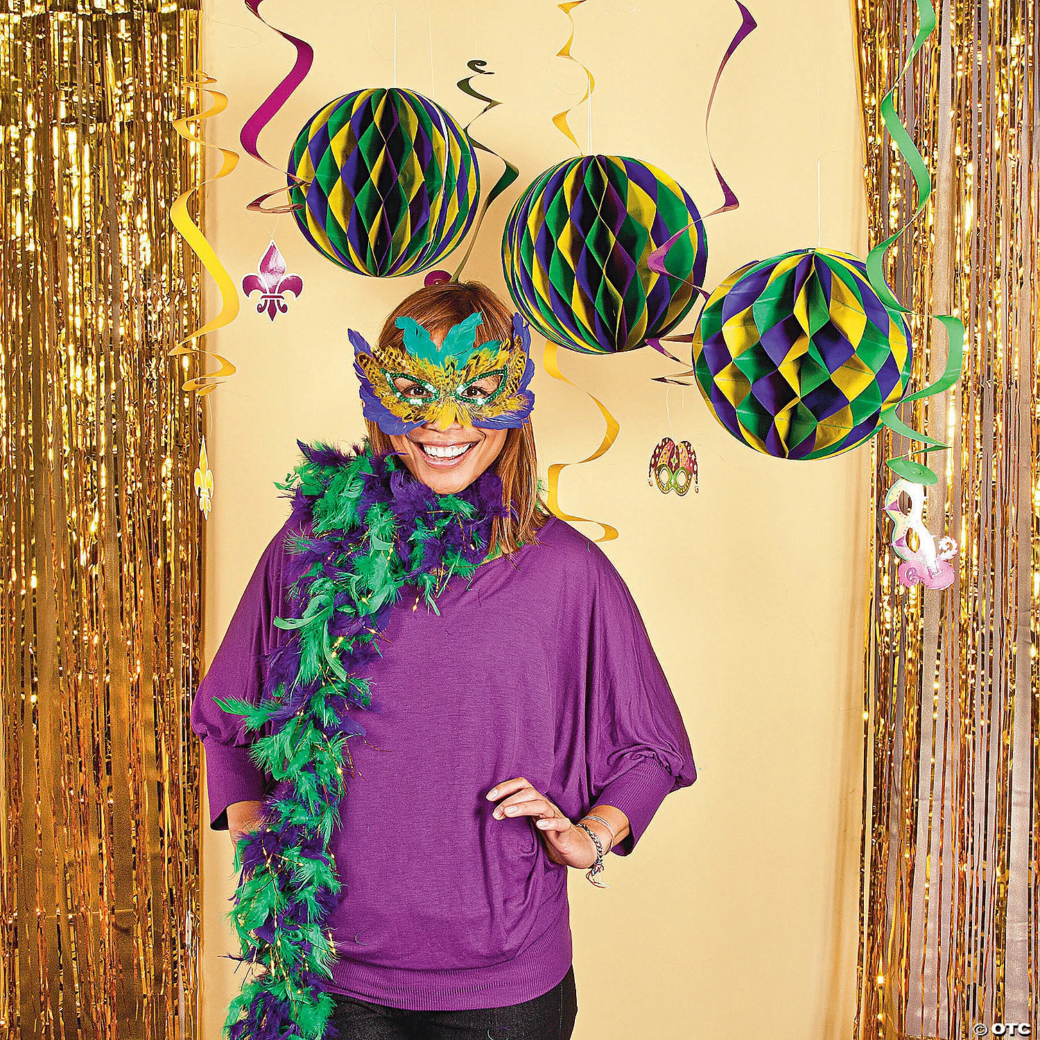 11" Mardi Gras Tissue Balls - 3 Pc. - Image 3