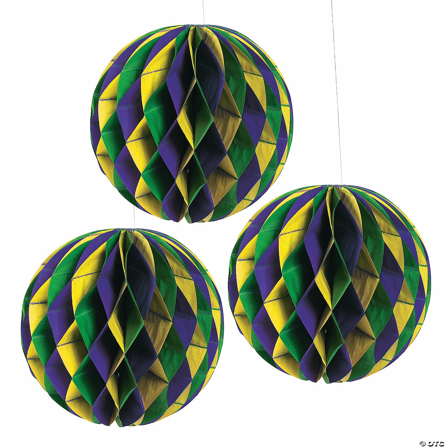11" Mardi Gras Tissue Balls - 3 Pc.