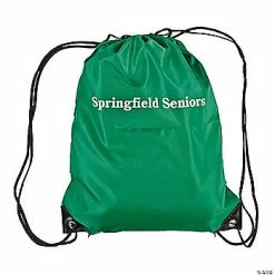 Personalized Large Green Drawstring Bags - 12 Pc.