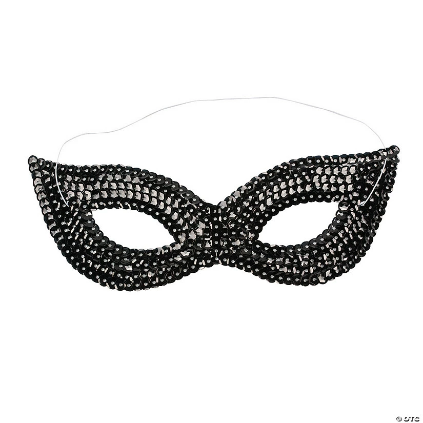 Black Sequin Masks- 12 Pc. - Image 2