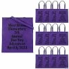 15" x 17" Personalized Large Purple Nonwoven Tote Bags with Text Color Choice - 24 Pc.