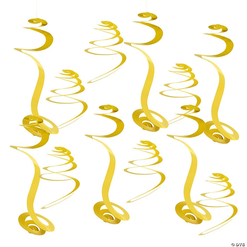 Solid Color Hanging Swirl Decorations - 12 Pc. - Image 2