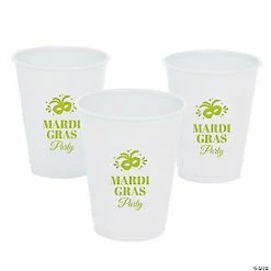 White Personalized Mardi Gras Mask Plastic Cups - 40 Pc.
