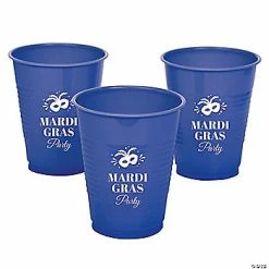 Purple Personalized Mardi Gras Mask Plastic Cups - 40 Pc.