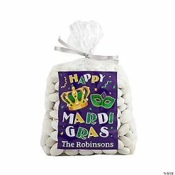 5 1/2" x 11" Personalized Mardi Gras Cellophane Bags - 50 Pc.