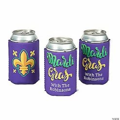 Personalized Premium Mardi Gras Can Coolers - 12 Pc.