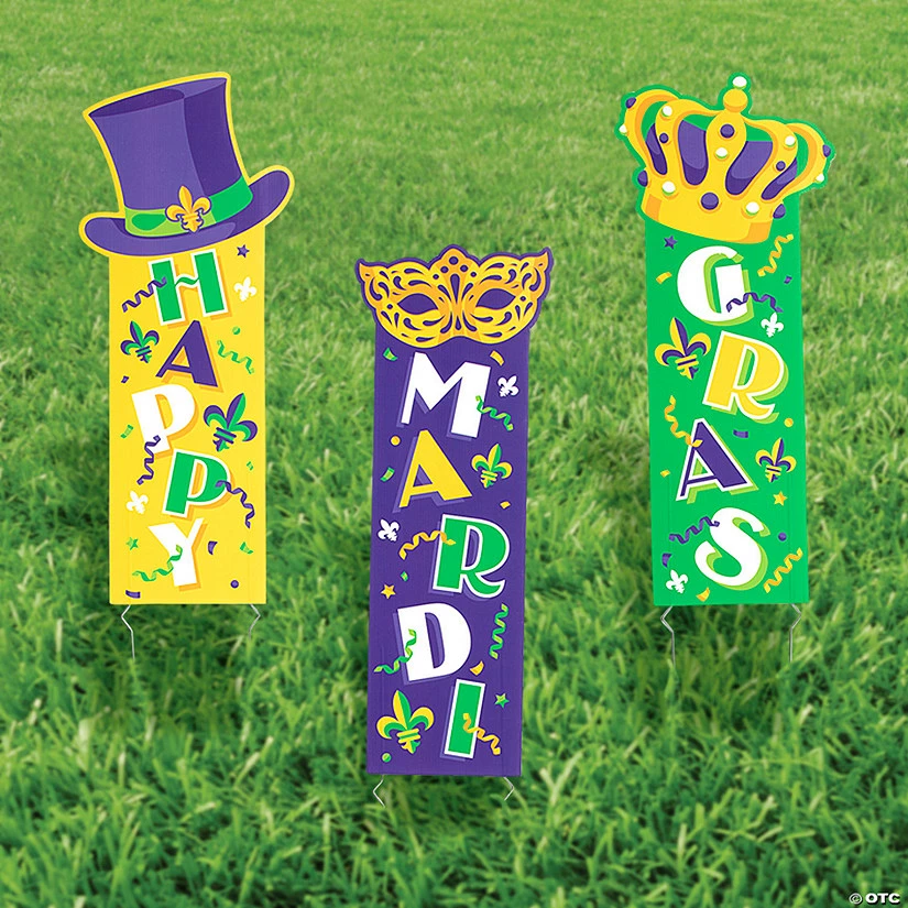 Mardi Gras Vertical Yard Signs - 3 Pc. - Image 2
