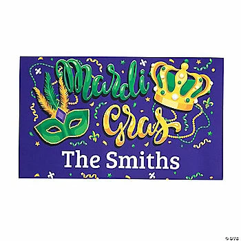 Personalized Mardi Gras Door Mat 3 Personalized Mardi Gras Door Mat