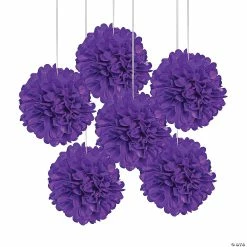 Hanging Tissue Paper Pom-Pom Decorations - 6 Pc.