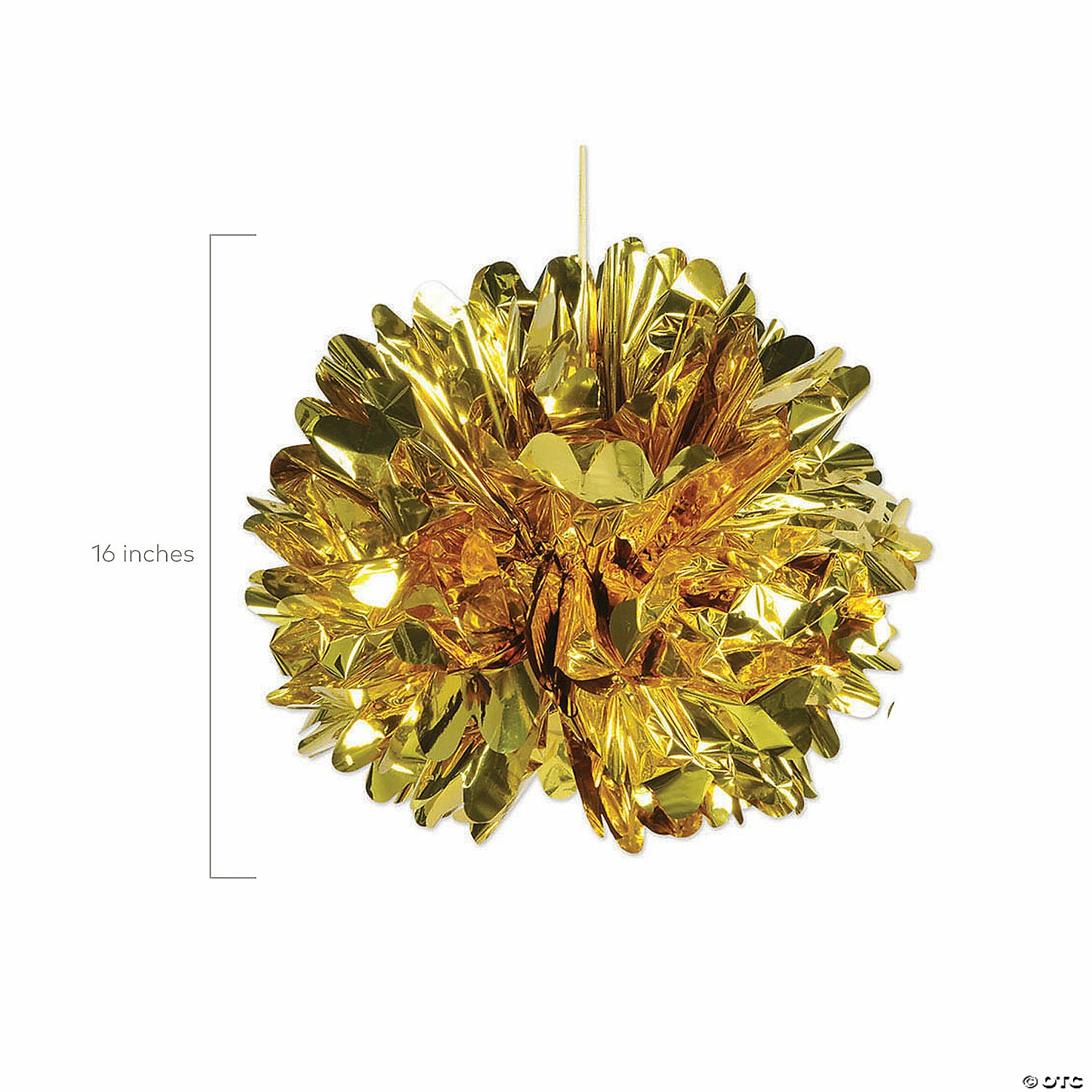 16" Metallic Gold Hanging Fluff Balls - 3 Pc. - Image 2