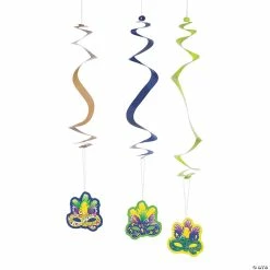 30" Mardi Gras Hanging Swirl Decorations - 12 Pc.