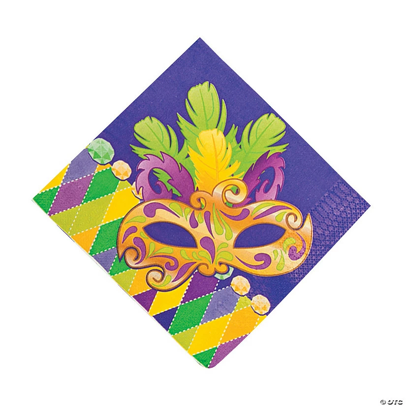 Prismatic Mardi Gras Mask Luncheon Napkins - 16 Pc. - Image 2