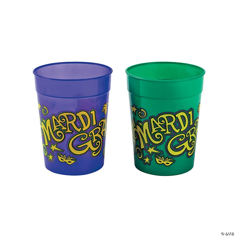 Mardi Gras Jazzy Purple & Green Plastic Cups - 12 Pc. - Image 2