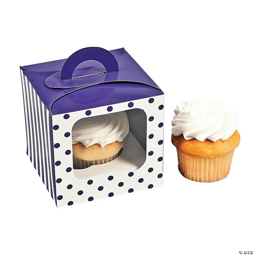 Polka Dot Cupcake Box with Handle - 12 Pc. - Image 2