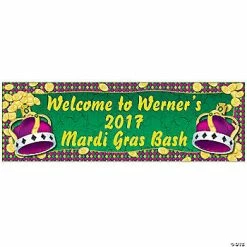 Coins & Crown Mardi Gras Custom Banner - Small