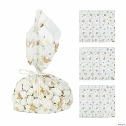5 1/2" x 12" Gold Star Cellophane Treat Bags - 12 Pc.