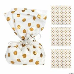 5" x 2 1/2" x 11" Medium Polka Dot Cellophane Treat Bags - 12 Pc.