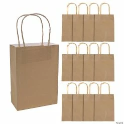 6 1/2" x 9" Medium Kraft Paper Gift Bags - 12 Pc.