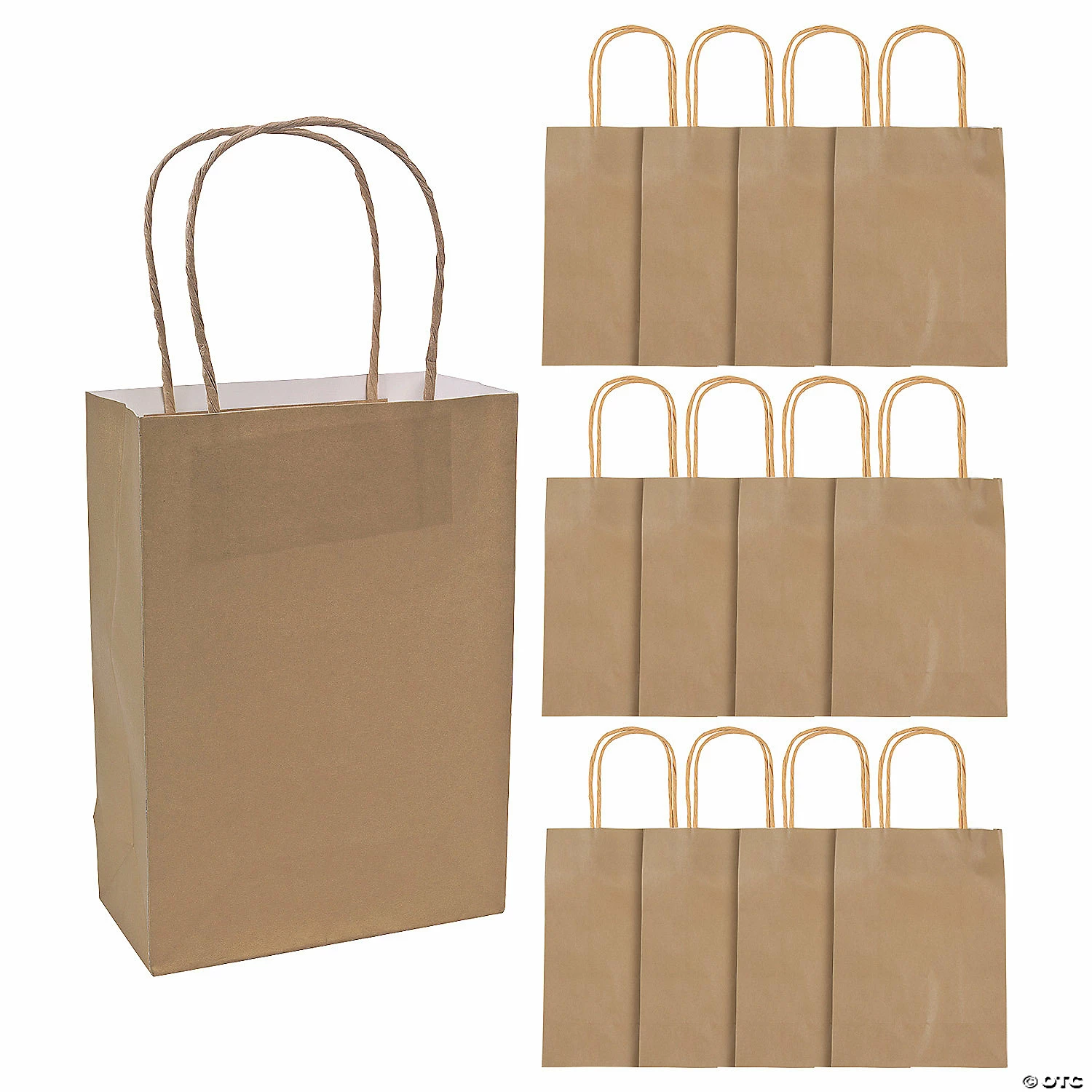 6 1/2" x 9" Medium Kraft Paper Gift Bags - 12 Pc.