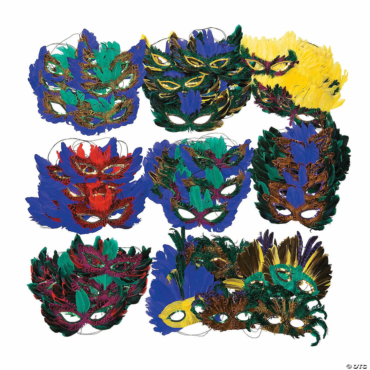 Bulk Mardi Gras Feather Eye Mask Assortment - 100 Pc. - Image 2