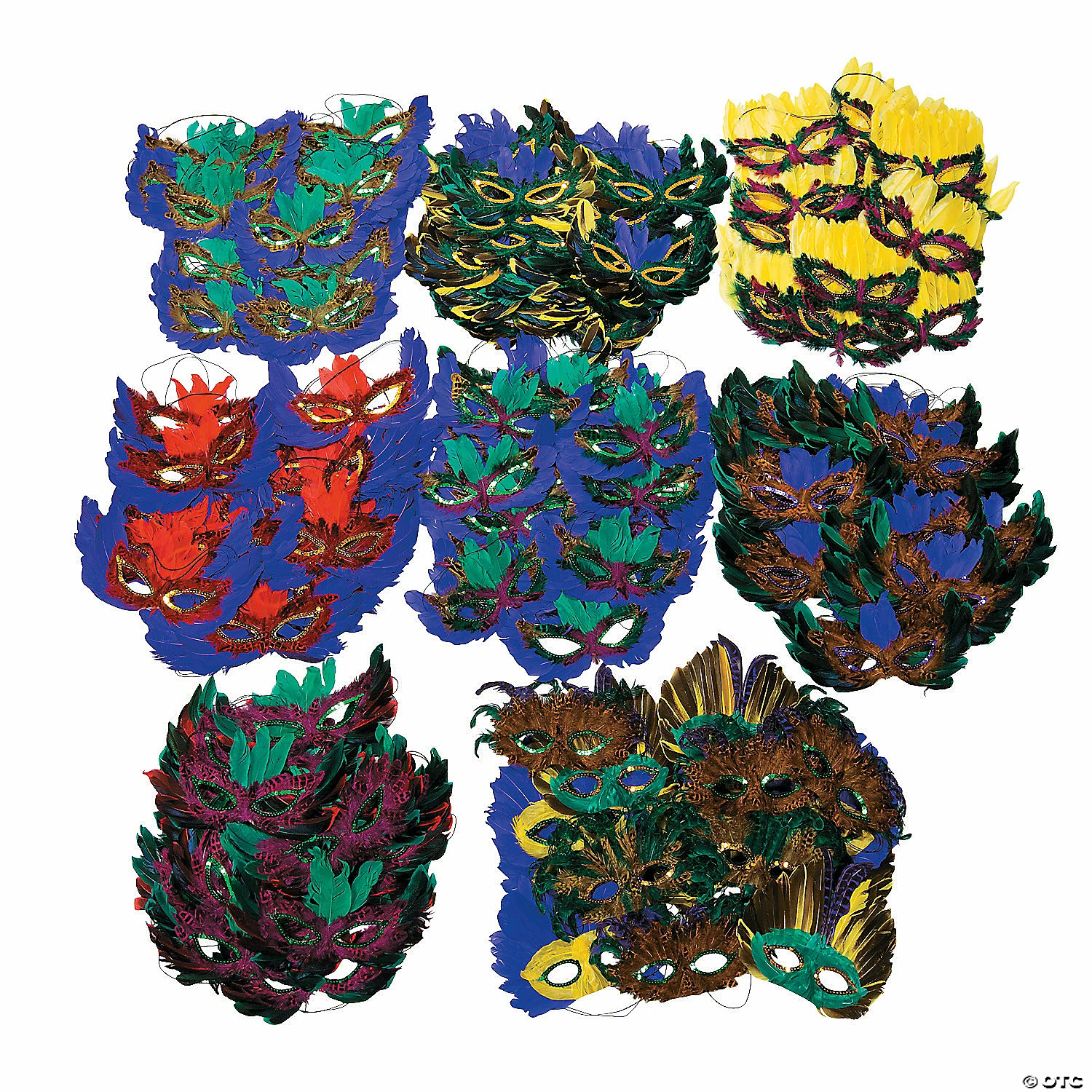 Bulk Mardi Gras Feather Mask Assortment - 250 pcs. - Image 2