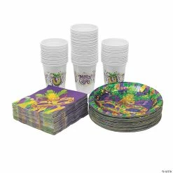 Bulk Mardi Gras Tableware Kit for 50 Guests