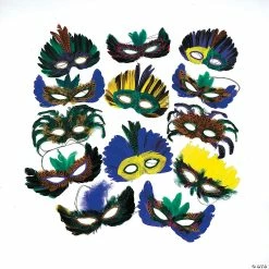 Bulk Masquerade Feather Mask Assortment - 50 Pc.