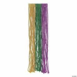 Bulk Metallic Mardi Gras Bead Necklace Assortment - 144 Pc.