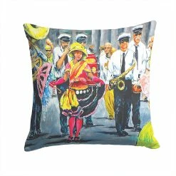 Caroline's Treasures Mardi Gras Dancin' in the Street Fabric Decorative Pillow, 14 x 14,