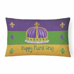 Caroline's Treasures Mardi Gras, Happy Mardi Gras Crown Canvas Fabric Decorative Pillow, 12 x 16, New Orleans
