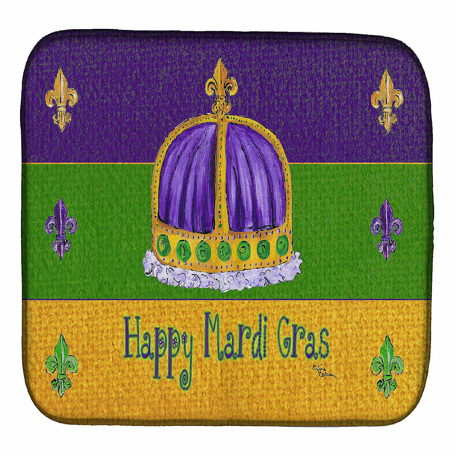 Caroline's Treasures Mardi Gras, Happy Mardi Gras Crown Dish Drying Mat, 14 x 21, New Orleans