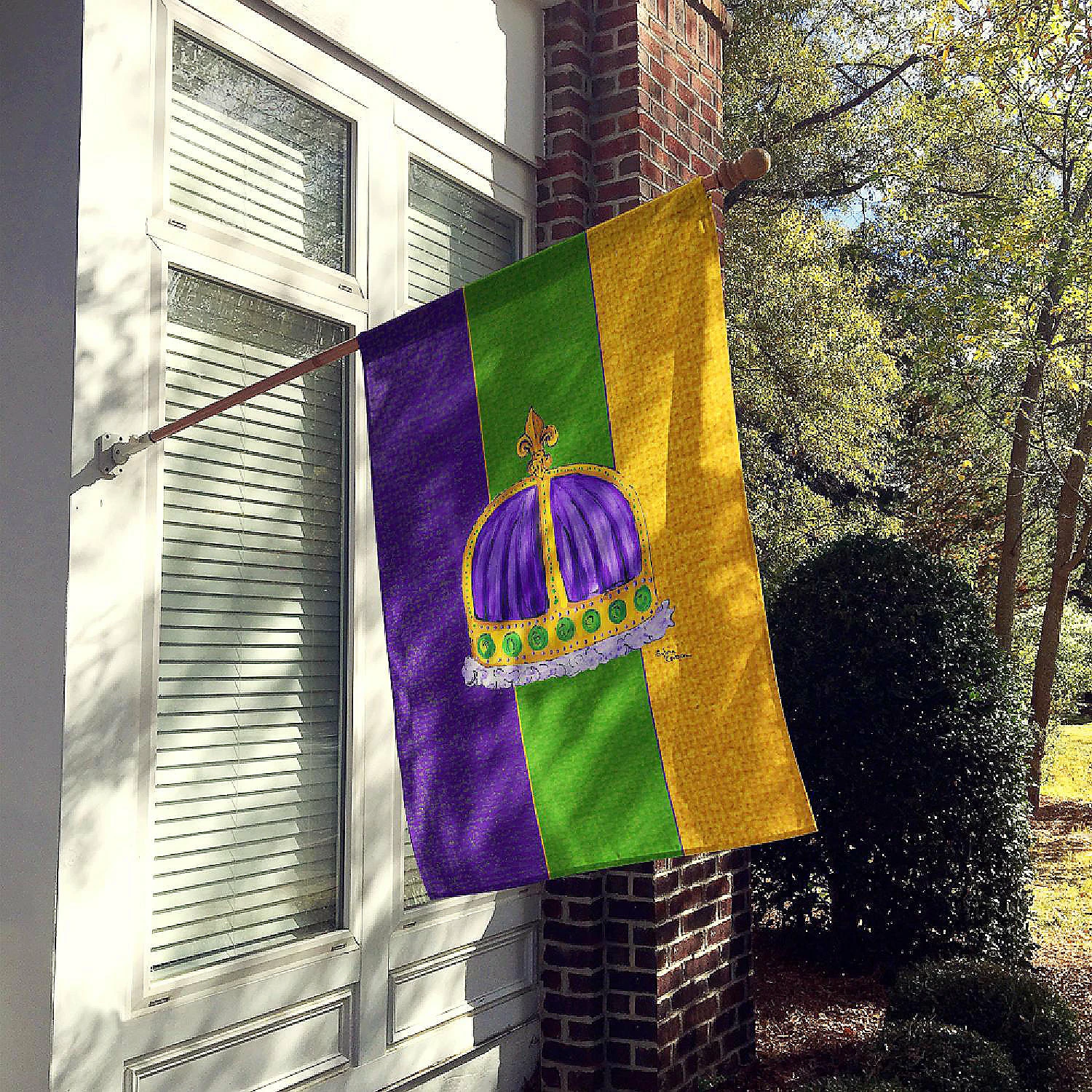 Caroline's Treasures Mardi Gras, King's Crown Mardi Gras Flag Canvas House Size, 28 x 40, New Orleans - Image 2