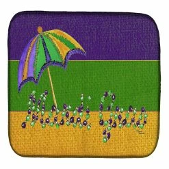 Caroline's Treasures Mardi Gras, Mardi Gras Beads and Umbrella Dish Drying Mat, 14 x 21, New Orleans