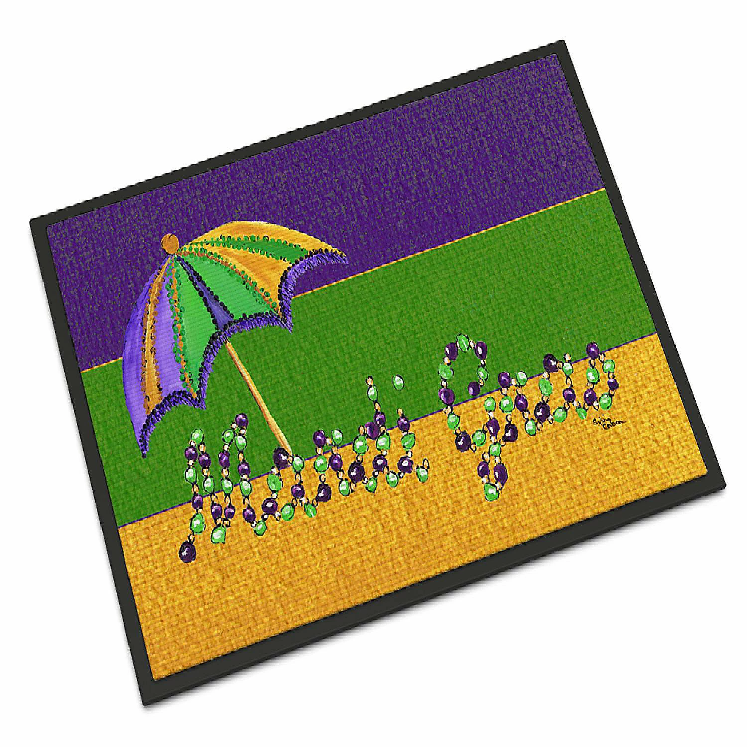 Caroline's Treasures Mardi Gras, Mardi Gras Beads and Umbrella Indoor or Outdoor Mat 24x36, 36 x 24, New Orleans