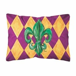 Caroline's Treasures Mardi Gras, Mardi Gras Fleur de lis Canvas Fabric Decorative Pillow, 12 x 16, New Orleans