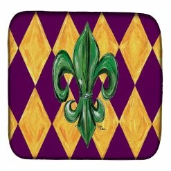 Caroline's Treasures Mardi Gras, Mardi Gras Fleur de lis Dish Drying Mat, 14 x 21, New Orleans