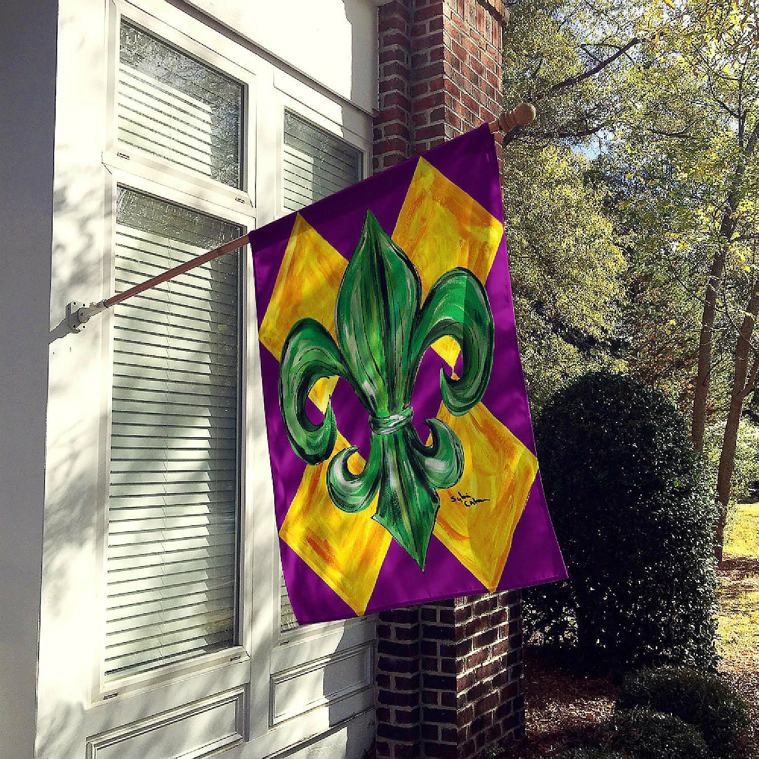 Caroline's Treasures Mardi Gras, Mardi Gras Fleur de lis Flag Canvas House Size, 28 x 40, New Orleans - Image 2