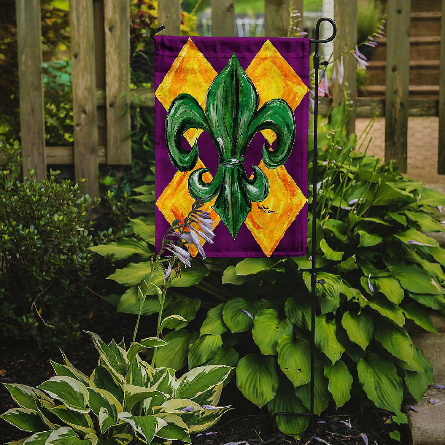 Caroline's Treasures Mardi Gras, Mardi Gras Fleur de lis Flag Garden Size, 11.25 x 15.5, New Orleans - Image 2