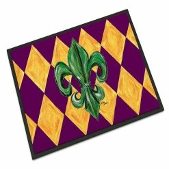 Caroline's Treasures Mardi Gras, Mardi Gras Fleur de lis Indoor or Outdoor Mat 24x36, 36 x 24, New Orleans