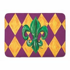 Caroline's Treasures, Mardi Gras, Mardi Gras Fleur de lis Machine Washable Memory Foam Mat, 27 x 19, New Orleans