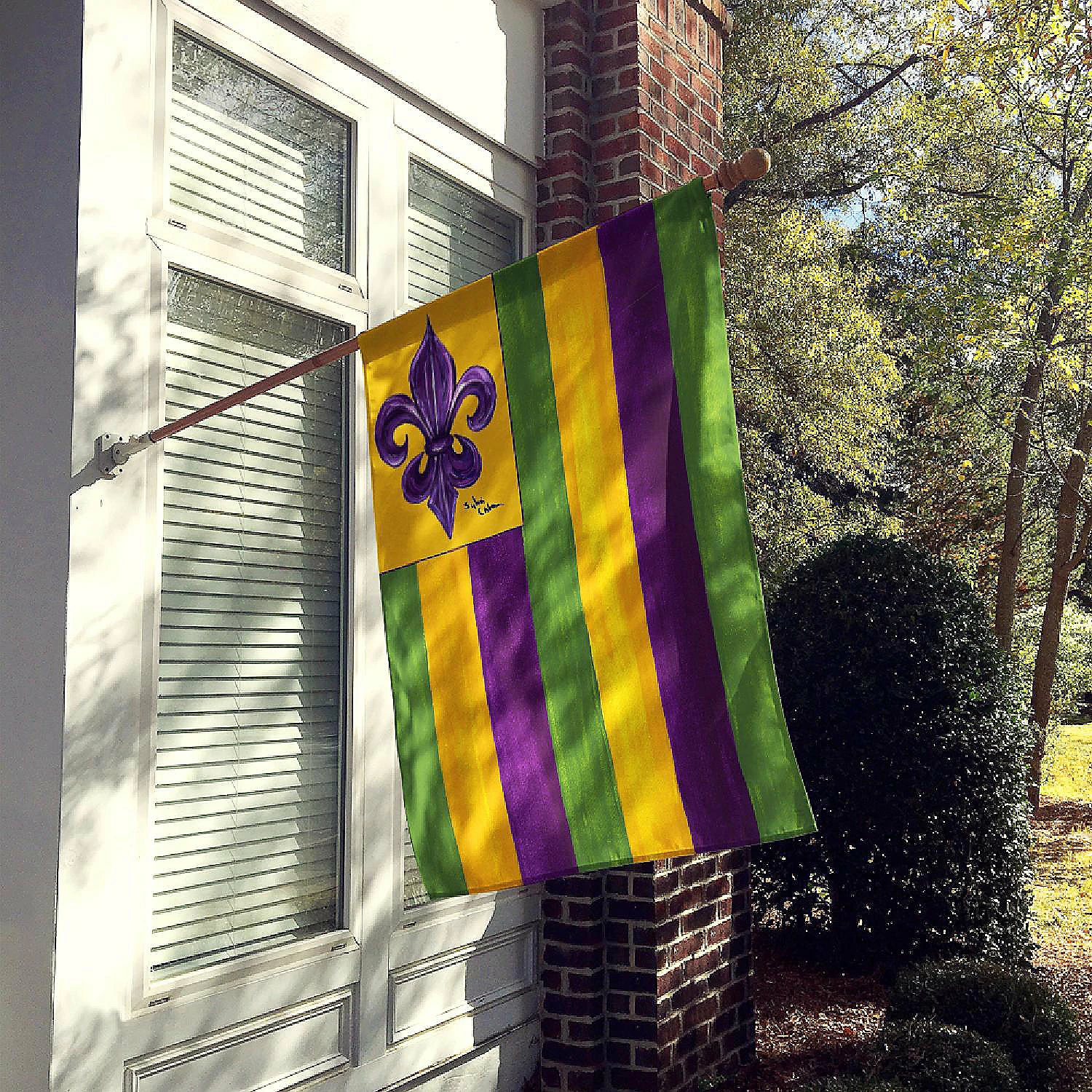 Caroline's Treasures Mardi Gras, Mardi Gras Fleur de lis Nation Flag Canvas House Size, 28 x 40, New Orleans - Image 2