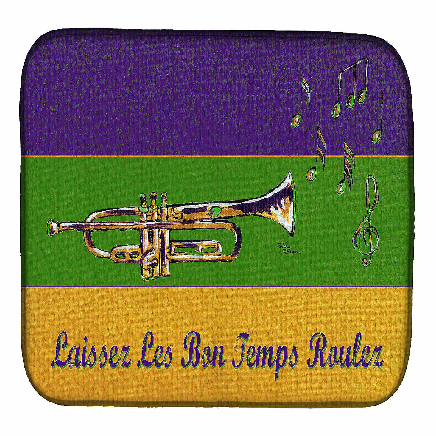 Caroline's Treasures Mardi Gras, Mardi Gras Jazz Trumpet Dish Drying Mat, 14 x 21, New Orleans