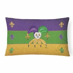 Caroline's Treasures Mardi Gras, Mardi Gras Jester Canvas Fabric Decorative Pillow, 12 x 16, New Orleans