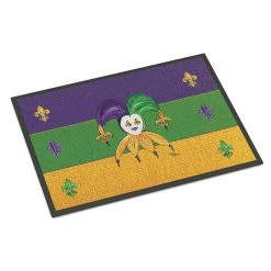 Caroline's Treasures, Mardi Gras, Mardi Gras Jester Indoor or Outdoor Mat 24x36, 36 x 24, New Orleans