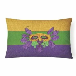 Caroline's Treasures Mardi Gras, Mardi Gras Mask and Feathers Canvas Fabric Decorative Pillow, 12 x 16, New Orleans
