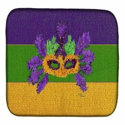 Caroline's Treasures Mardi Gras, Mardi Gras Mask and Feathers Dish Drying Mat, 14 x 21, New Orleans