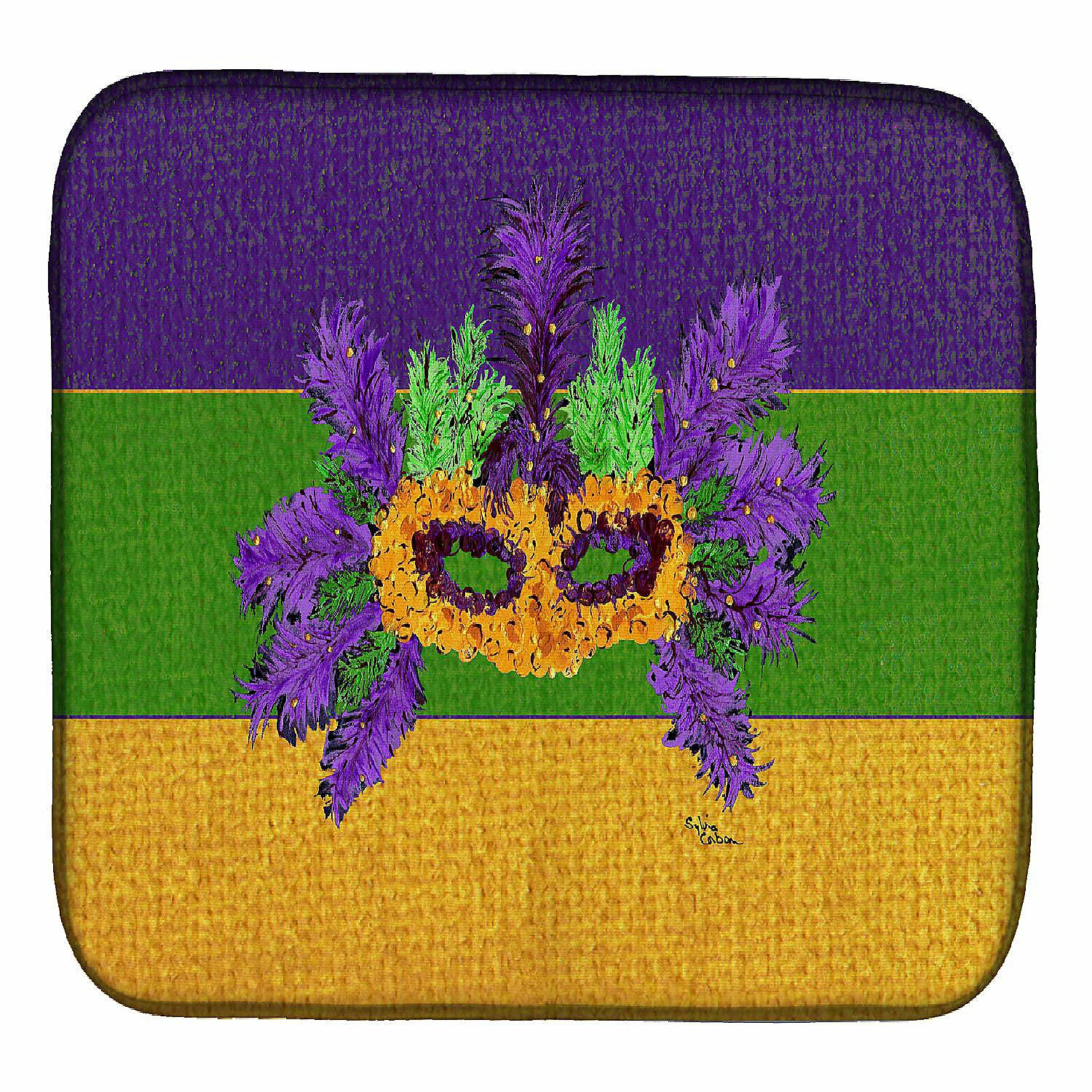 Caroline's Treasures Mardi Gras, Mardi Gras Mask and Feathers Dish Drying Mat, 14 x 21, New Orleans